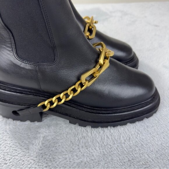 Sandro Leather Black Biker Boots Women's Size 9 - Picture 6 of 13